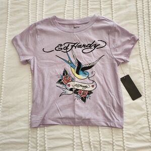 Ed Hardy Purple and Blue Short Sleeve Tee